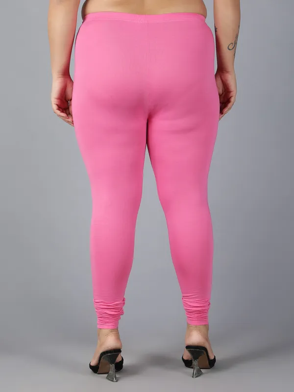 Pink_Solid_Plus_Size_Churidar_Ethnic_Wear_Legging_For_Women