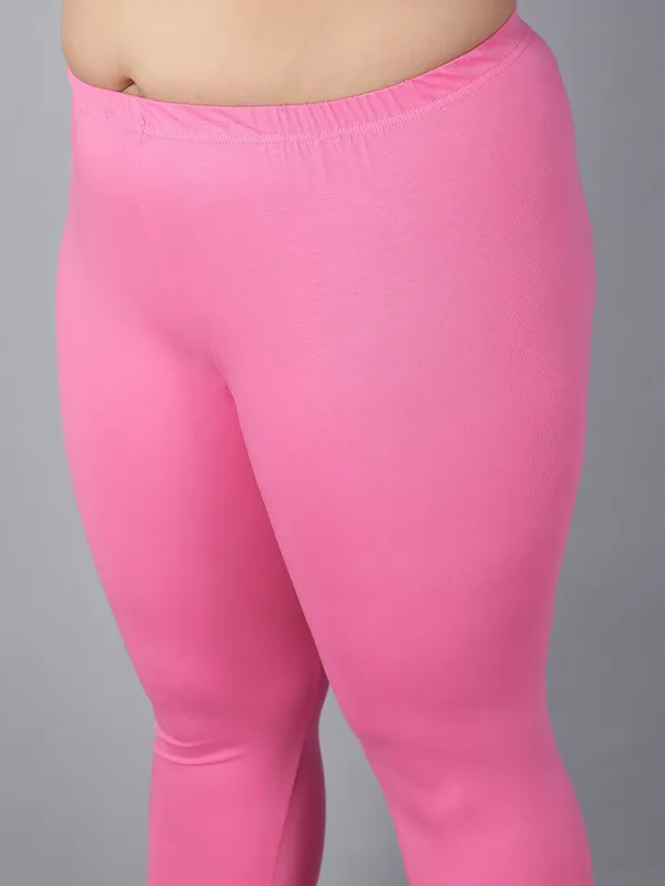 Pink_Solid_Plus_Size_Churidar_Ethnic_Wear_Legging_For_Women