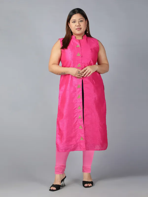 Pink_Solid_Plus_Size_Churidar_Ethnic_Wear_Legging_For_Women