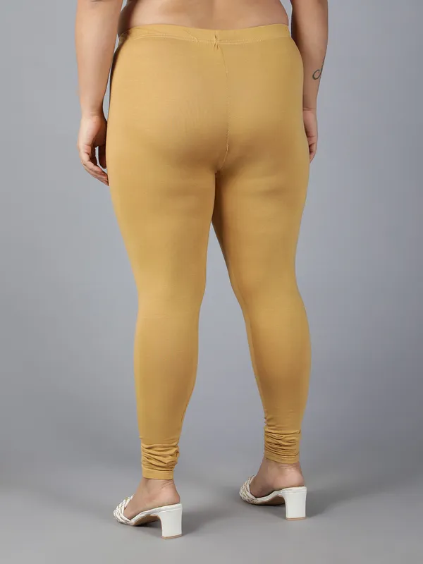 Chikoo_Solid_Plus_Size_Churidar_Ethnic_Wear_Legging_For_Women