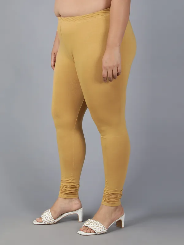 Chikoo_Solid_Plus_Size_Churidar_Ethnic_Wear_Legging_For_Women