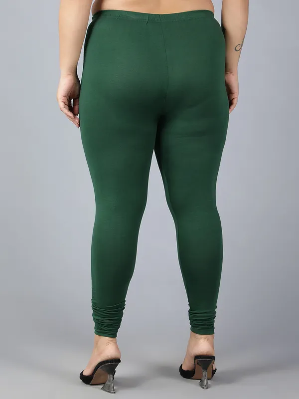 Dark_Green_Solid_Plus_Size_Churidar_Ethnic_Wear_Legging_For_Women