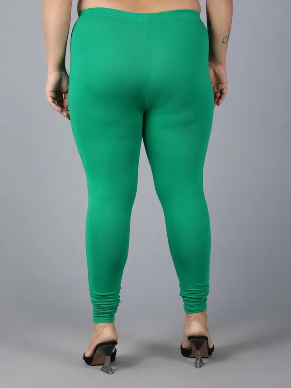 Green_Solid_Plus_Size_Churidar_Ethnic_Wear_Legging_For_Women