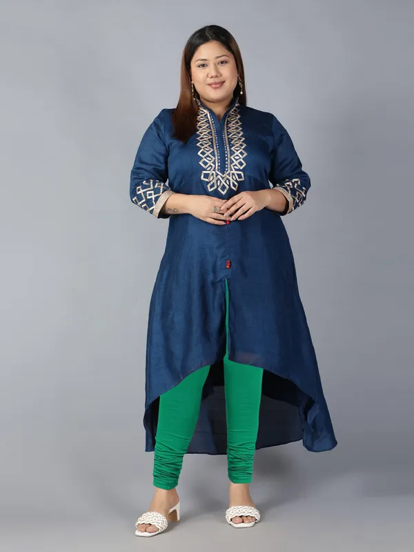 Green_Solid_Plus_Size_Churidar_Ethnic_Wear_Legging_For_Women