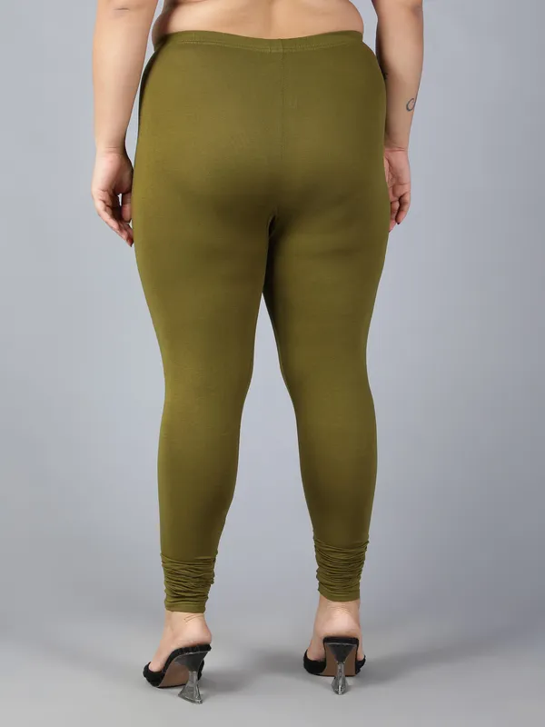 Dark_Green_Solid_Plus_Size_Churidar_Ethnic_Wear_Legging_For_Women