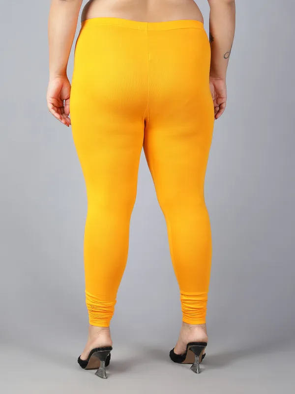 Yellow_Solid_Plus_Size_Churidar_Ethnic_Wear_Legging_For_Women