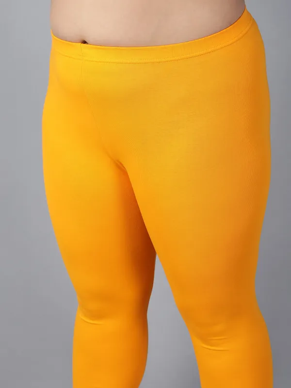 Yellow_Solid_Plus_Size_Churidar_Ethnic_Wear_Legging_For_Women