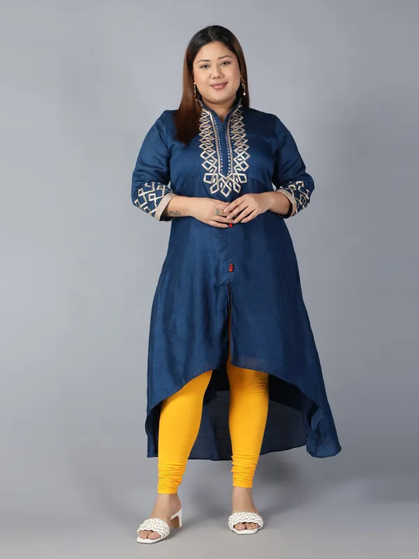 Yellow_Solid_Plus_Size_Churidar_Ethnic_Wear_Legging_For_Women