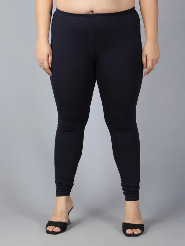Navy_Blue_Solid_Plus_Size_Churidar_Ethnic_Wear_Legging_For_Women