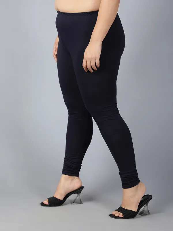 Navy_Blue_Solid_Plus_Size_Churidar_Ethnic_Wear_Legging_For_Women