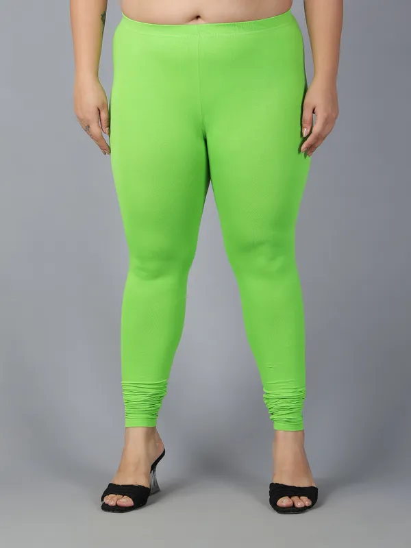 Light_Green_Solid_Plus_Size_Churidar_Ethnic_Wear_Legging_For_Women