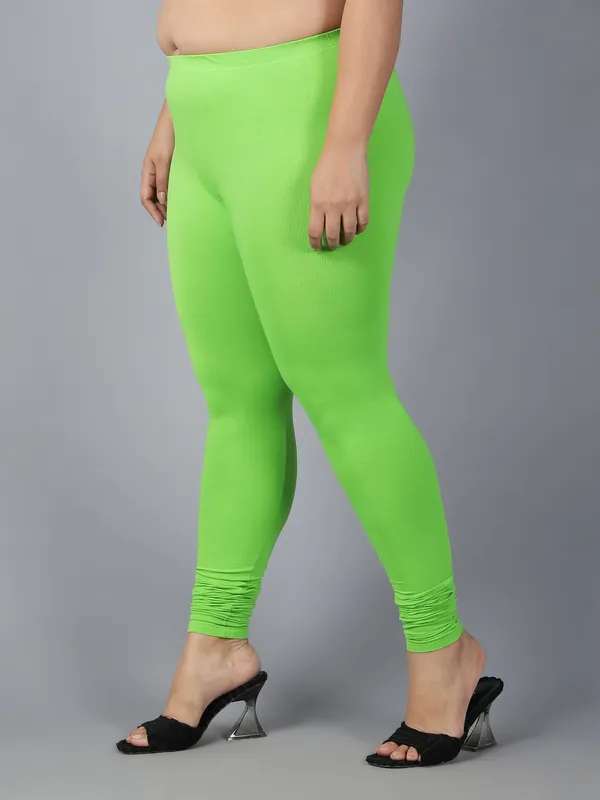 Light_Green_Solid_Plus_Size_Churidar_Ethnic_Wear_Legging_For_Women