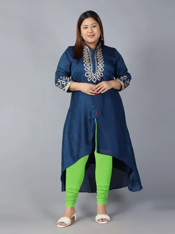 Light_Green_Solid_Plus_Size_Churidar_Ethnic_Wear_Legging_For_Women
