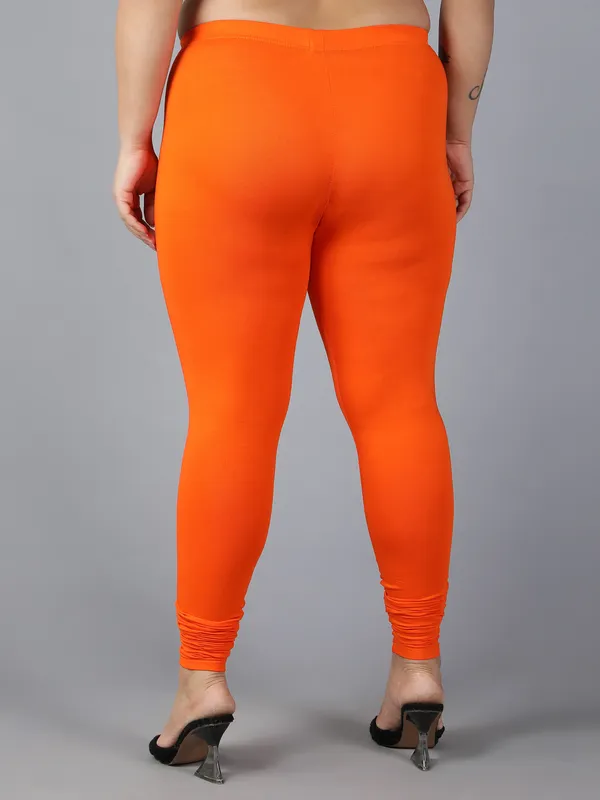 Orange_Solid_Plus_Size_Churidar_Ethnic_Wear_Legging_For_Women