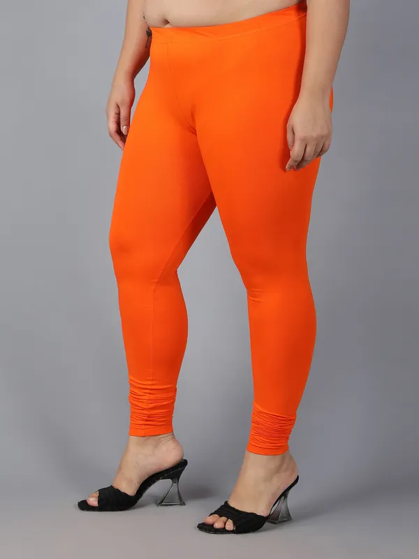 Orange_Solid_Plus_Size_Churidar_Ethnic_Wear_Legging_For_Women