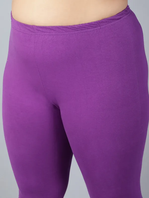 Purple_Solid_Plus_Size_Churidar_Ethnic_Wear_Legging_For_Women