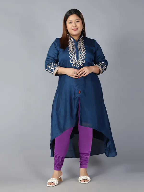 Purple_Solid_Plus_Size_Churidar_Ethnic_Wear_Legging_For_Women