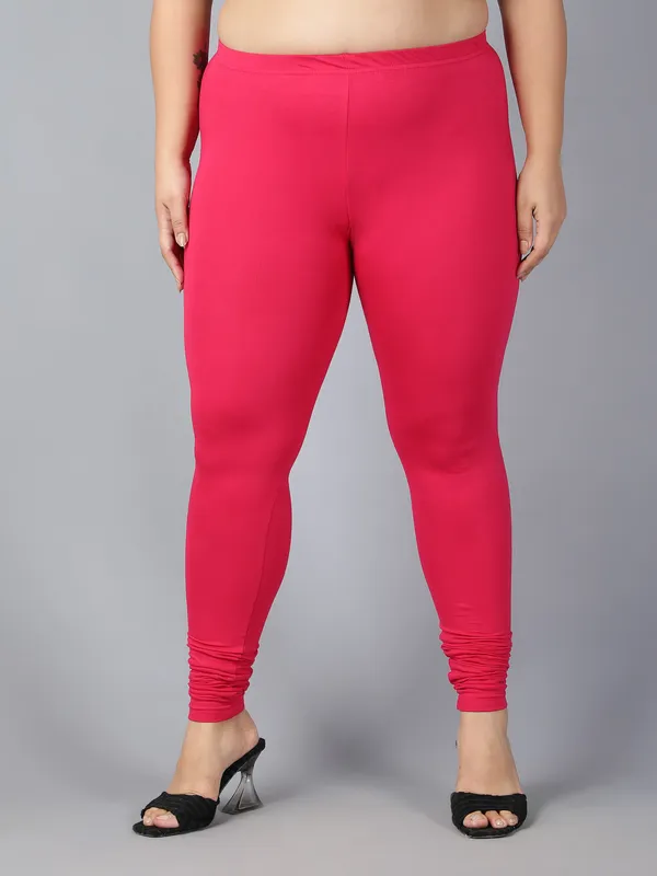 Pink_Solid_Plus_Size_Churidar_Ethnic_Wear_Legging_For_Women