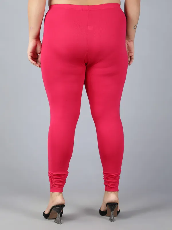 Pink_Solid_Plus_Size_Churidar_Ethnic_Wear_Legging_For_Women