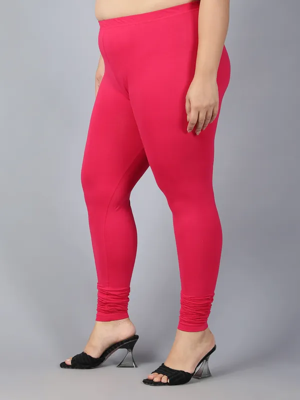 Pink_Solid_Plus_Size_Churidar_Ethnic_Wear_Legging_For_Women