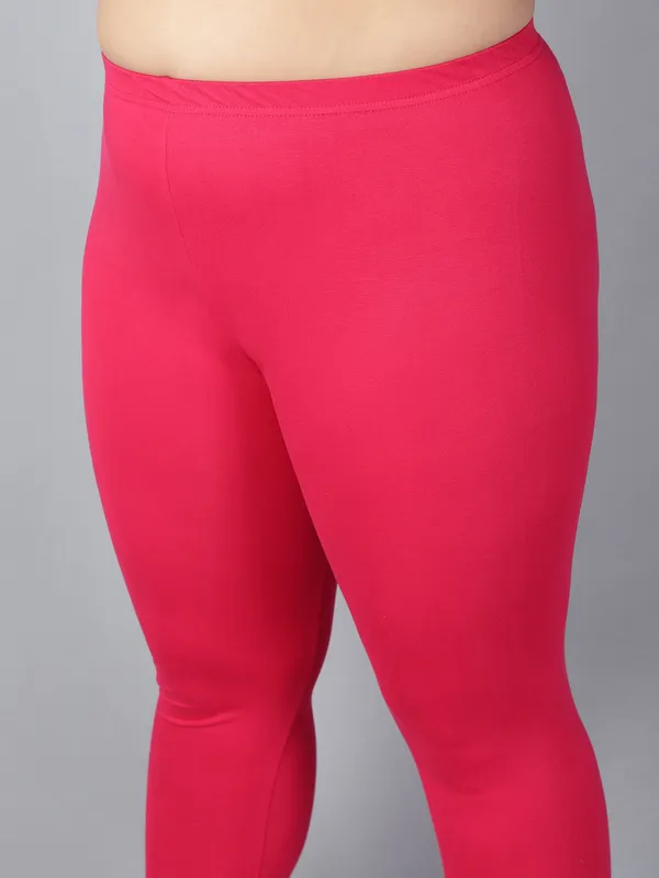 Pink_Solid_Plus_Size_Churidar_Ethnic_Wear_Legging_For_Women
