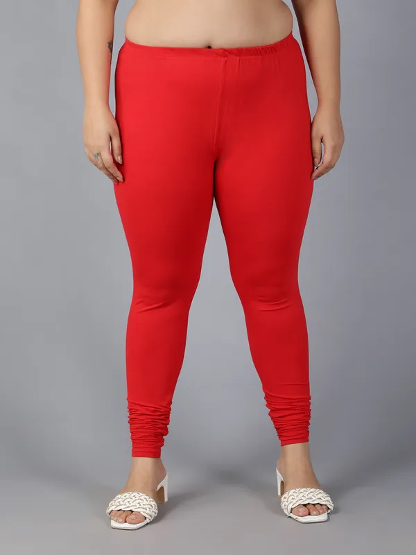 Red_Solid_Plus_Size_Churidar_Ethnic_Wear_Legging_For_Women