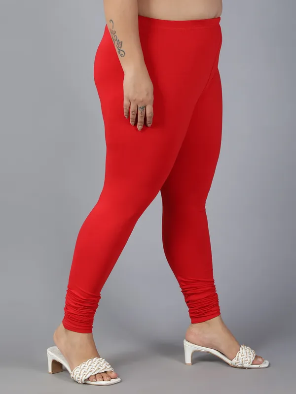 Red_Solid_Plus_Size_Churidar_Ethnic_Wear_Legging_For_Women