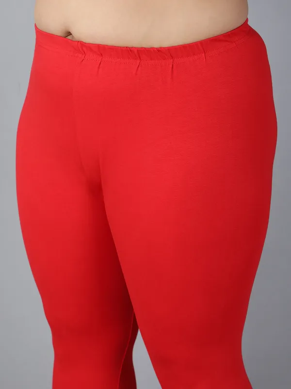 Red_Solid_Plus_Size_Churidar_Ethnic_Wear_Legging_For_Women