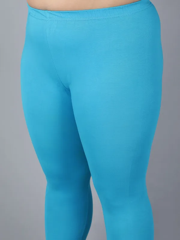 Light_Blue_Solid_Plus_Size_Churidar_Ethnic_Wear_Legging_For_Women