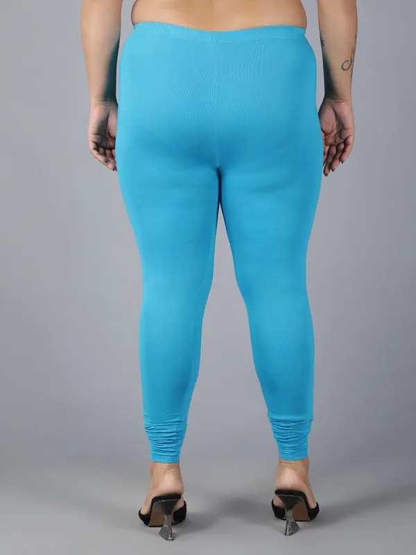 Light_Blue_Solid_Plus_Size_Churidar_Ethnic_Wear_Legging_For_Women