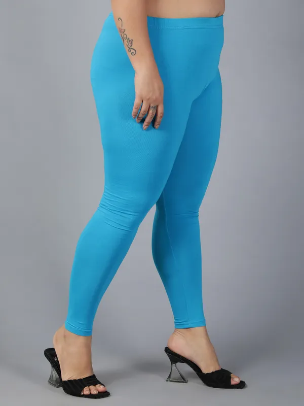 Light_Blue_Solid_Plus_Size_Churidar_Ethnic_Wear_Legging_For_Women