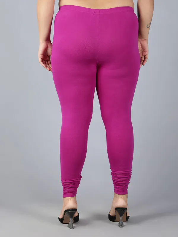 Pink_Solid_Plus_Size_Churidar_Ethnic_Wear_Legging_For_Women