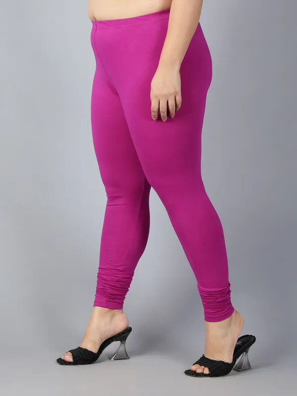 Pink_Solid_Plus_Size_Churidar_Ethnic_Wear_Legging_For_Women