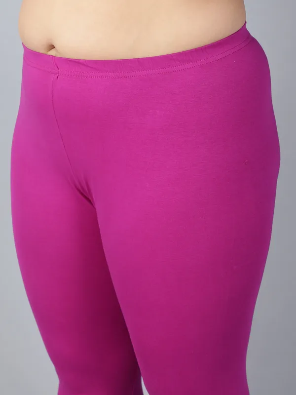 Pink_Solid_Plus_Size_Churidar_Ethnic_Wear_Legging_For_Women