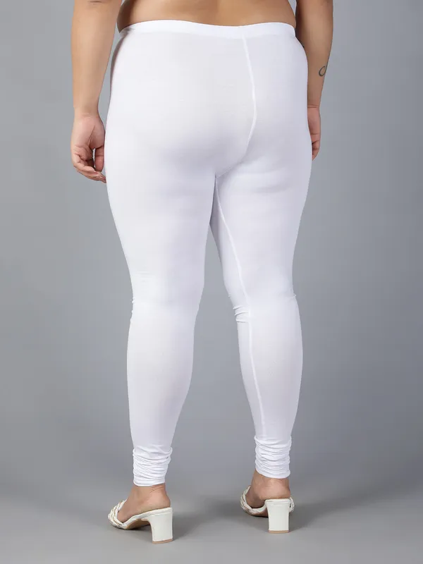 White_Solid_Plus_Size_Churidar_Ethnic_Wear_Legging_For_Women