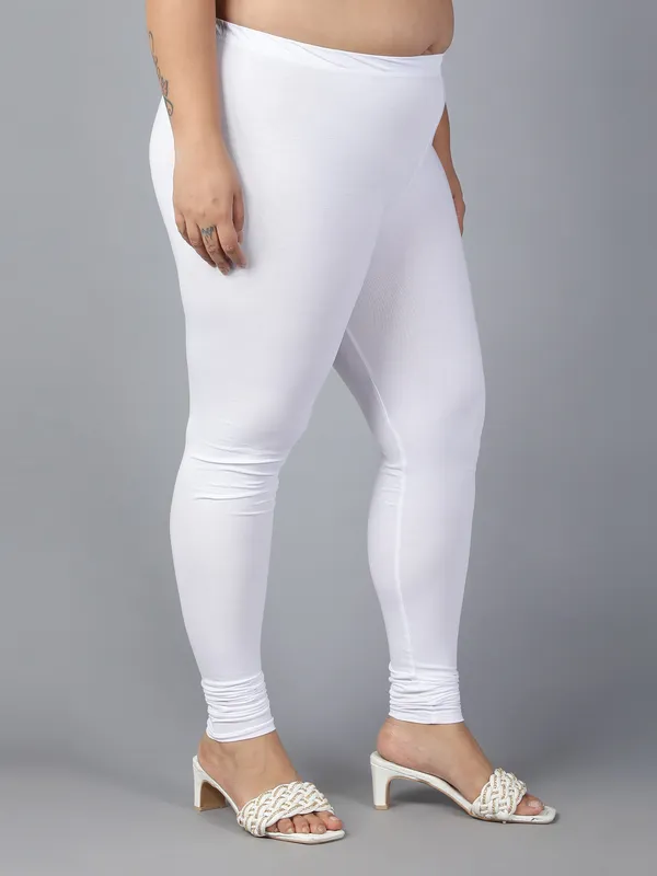 White_Solid_Plus_Size_Churidar_Ethnic_Wear_Legging_For_Women