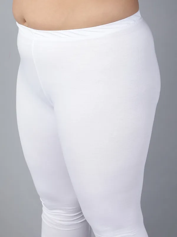 White_Solid_Plus_Size_Churidar_Ethnic_Wear_Legging_For_Women