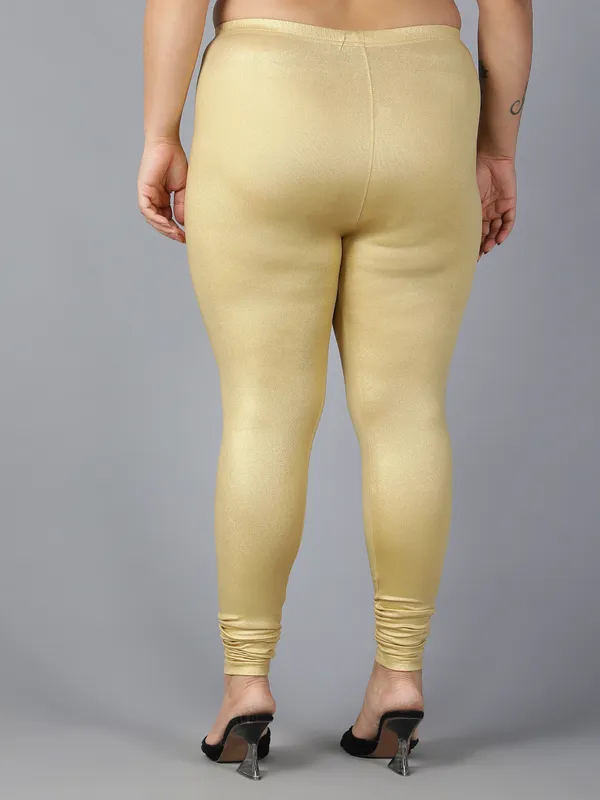 Gold_Solid_Plus_Size_Churidar_Ethnic_Wear_Legging_For_Women