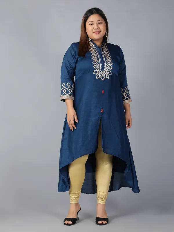 Gold_Solid_Plus_Size_Churidar_Ethnic_Wear_Legging_For_Women