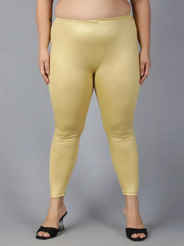 Gold_Solid_Plus_Size_Ankle_Length_Ethnic_Wear_Legging_For_Women