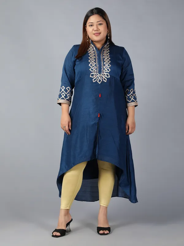 Gold_Solid_Plus_Size_Ankle_Length_Ethnic_Wear_Legging_For_Women