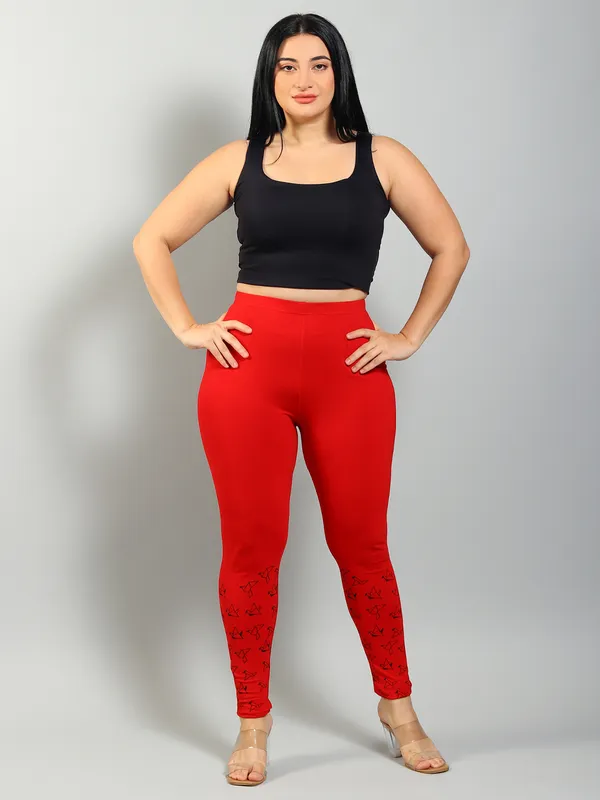 Red_Solid_Plus_Size_Ankle_Length_Ethnic_Wear_Legging_For_Women