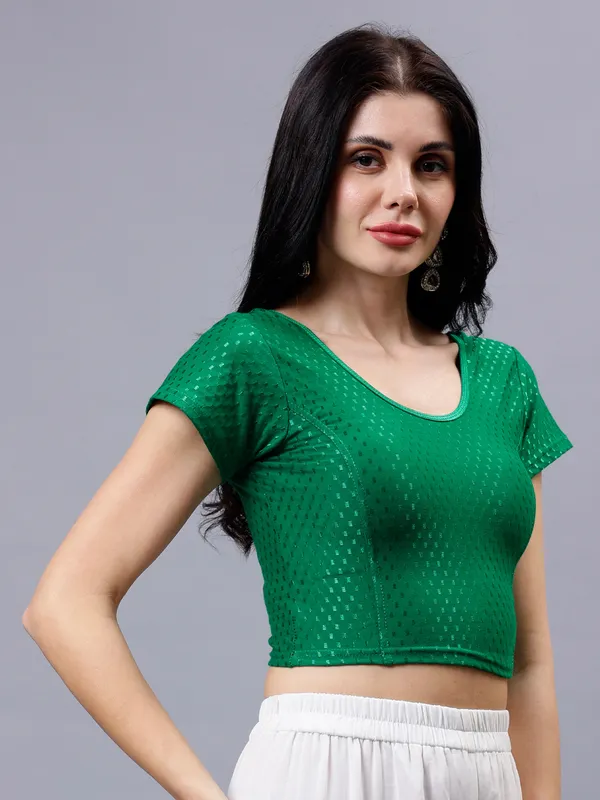 Dark_Green_Plus_Size_Short_Sleeve_Blouse_For_Women