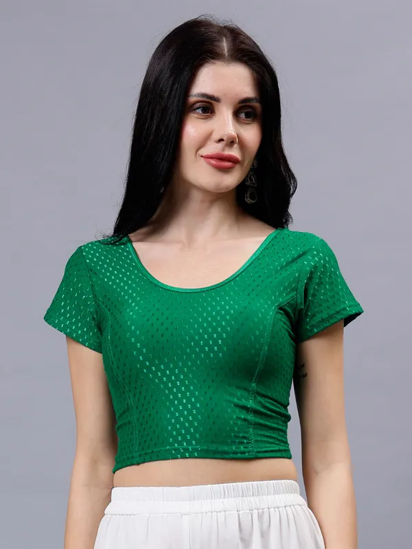 Dark_Green_Plus_Size_Short_Sleeve_Blouse_For_Women