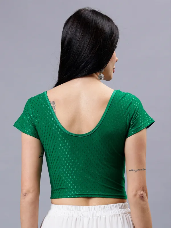 Dark_Green_Plus_Size_Short_Sleeve_Blouse_For_Women