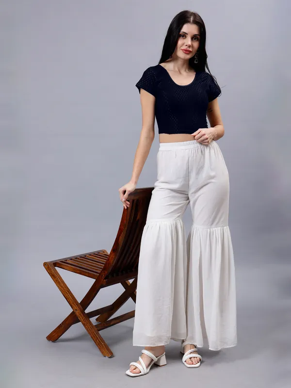 Navy_Blue_Plus_Size_Short_Sleeve_Blouse_For_Women