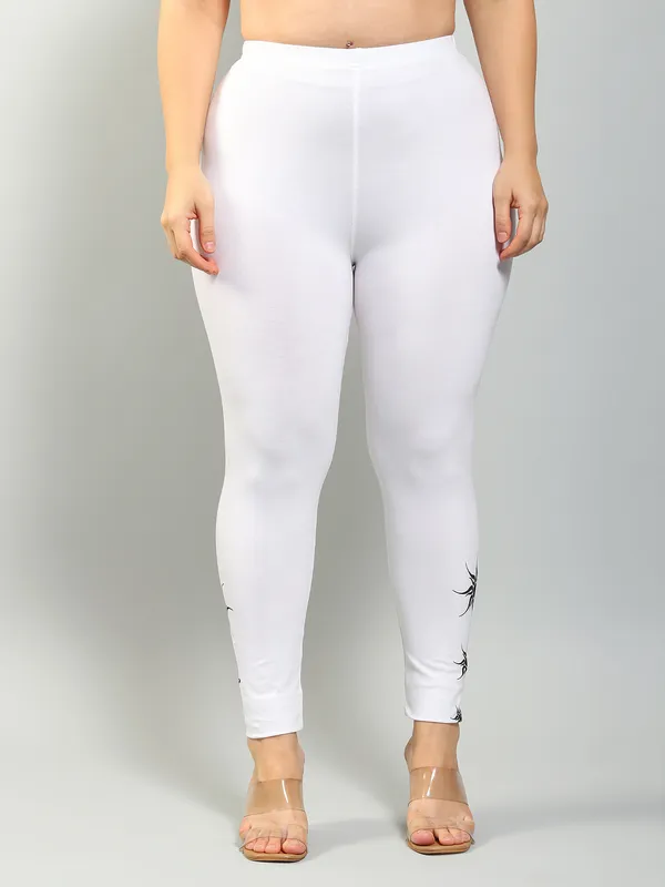 White_Solid_Plus_Size_Ankle_Length_Ethnic_Wear_Legging_For_Women