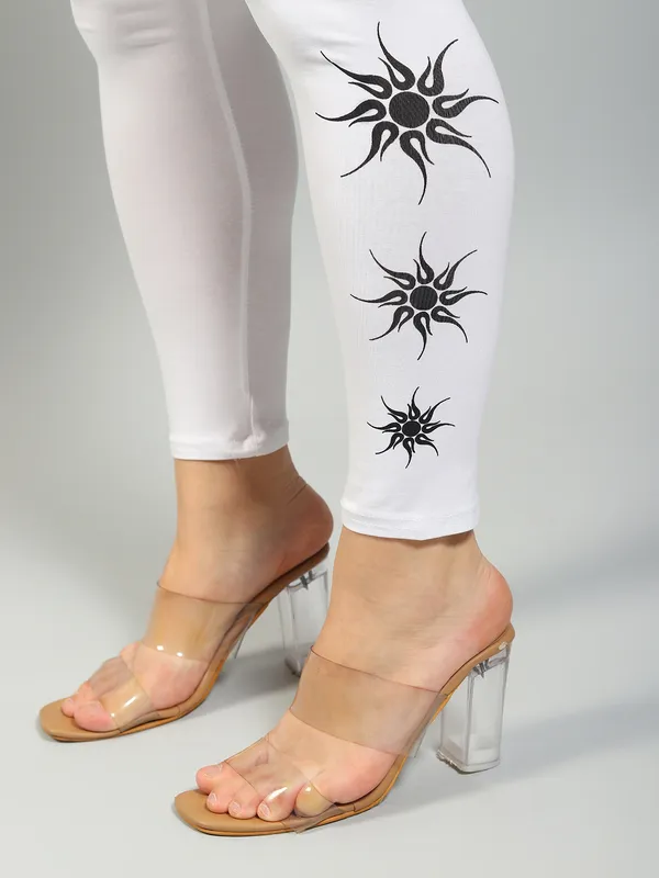 White_Solid_Plus_Size_Ankle_Length_Ethnic_Wear_Legging_For_Women