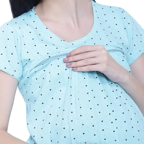 Light_Blue_Cotton_Casual_Printed_Top_For_Women