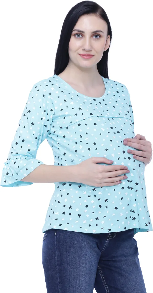 Blue_Cotton_Casual_Printed_Top_For_Women